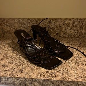 Young Spirit Open Toe Strappy Heels - Bronze